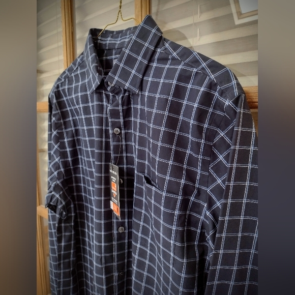 NWT Van Heusen Medium 15-15.5 Slim Fit Blue Checkered Dress Shirt $60 Retail - Picture 4 of 12